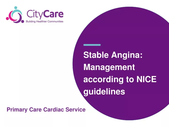 stable angina m anagement according to nice guidelines