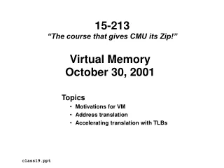 Virtual Memory October 30, 2001