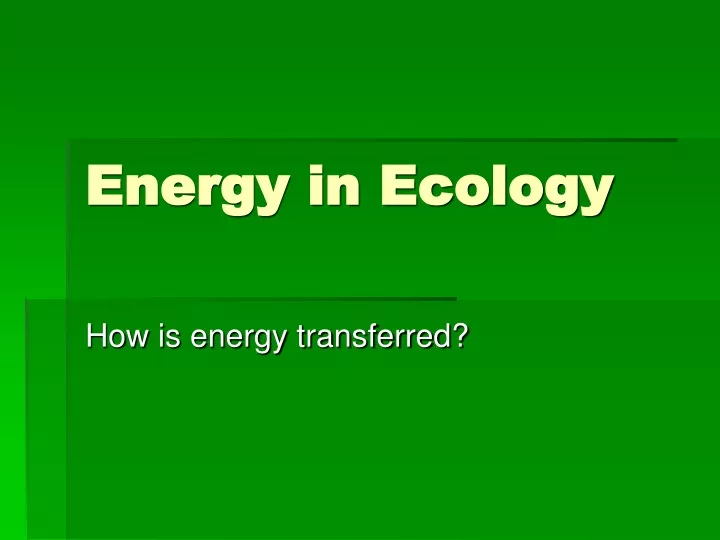 energy in ecology
