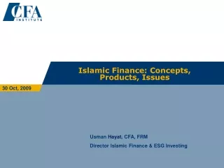 Islamic Finance: Concepts, Products, Issues