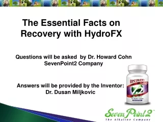The Essential Facts on Recovery with HydroFX