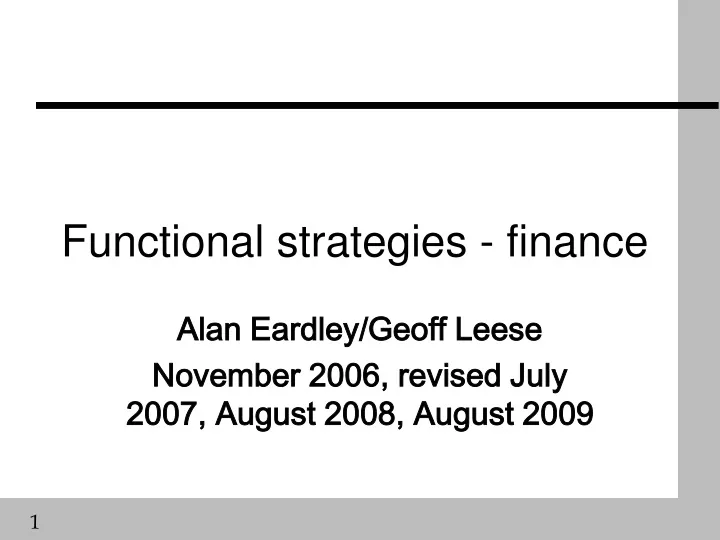 functional strategies finance