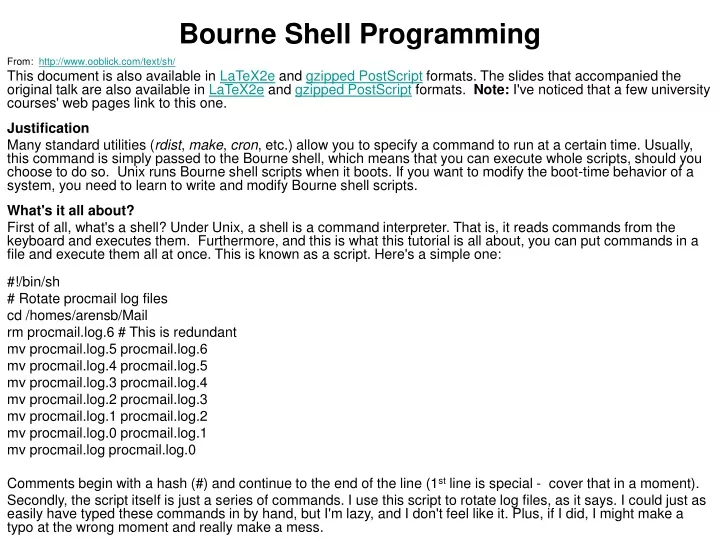 bourne shell programming