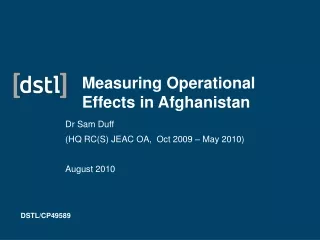 Measuring Operational Effects in Afghanistan