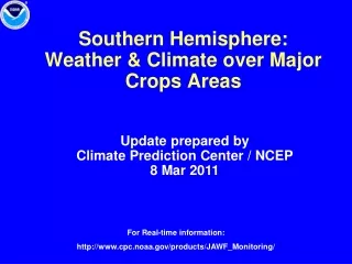 Southern Hemisphere:  Weather &amp; Climate over Major Crops Areas