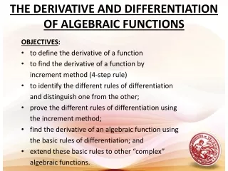 THE DERIVATIVE AND DIFFERENTIATION OF ALGEBRAIC FUNCTIONS