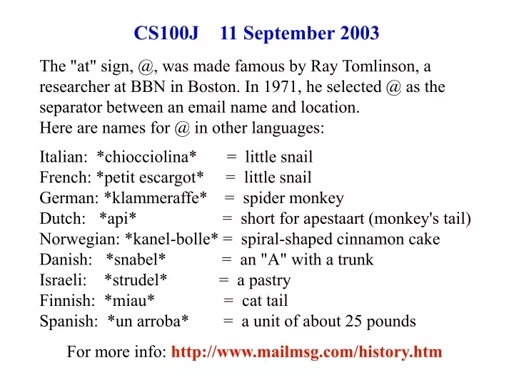 cs100j 11 september 2003