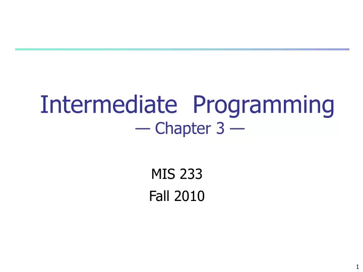 intermediate programming chapter 3