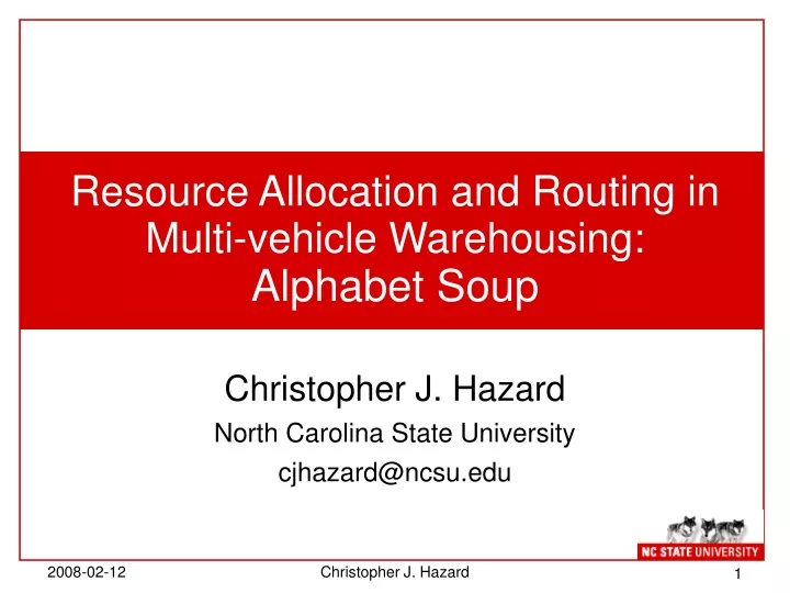 christopher j hazard north carolina state university cjhazard@ncsu edu