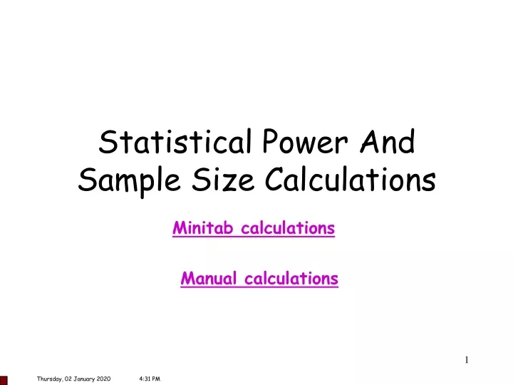 statistical power and sample size calculations