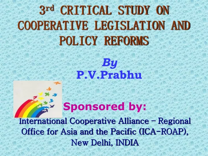 3 rd critical study on cooperative legislation and policy reforms