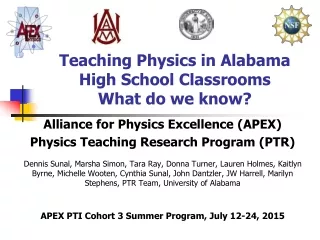 Teaching Physics in Alabama High School Classrooms What do we know?