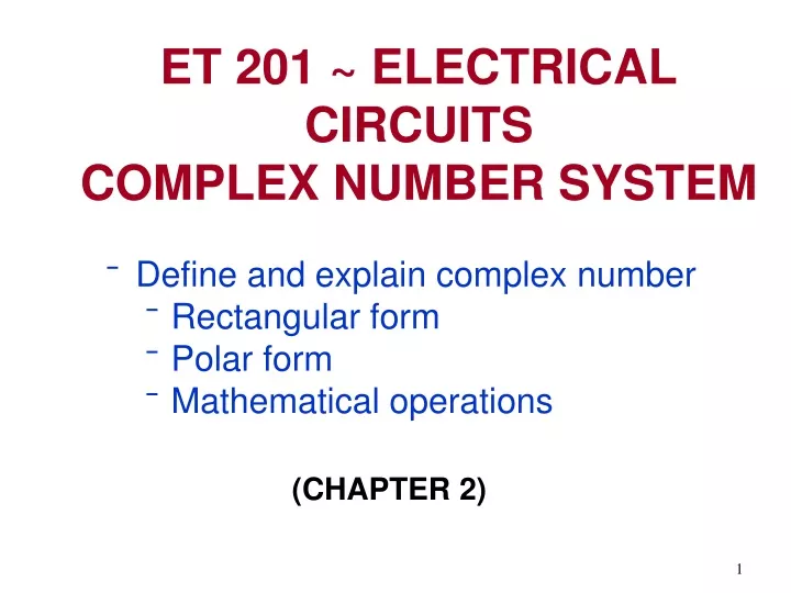 et 201 electrical circuits complex number system