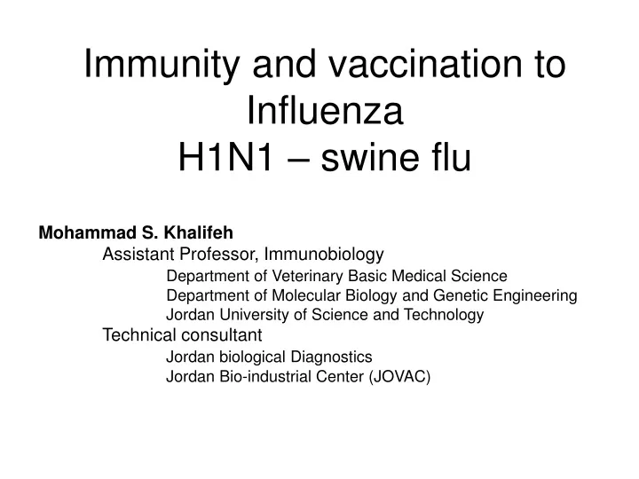 immunity and vaccination to influenza h1n1 swine flu