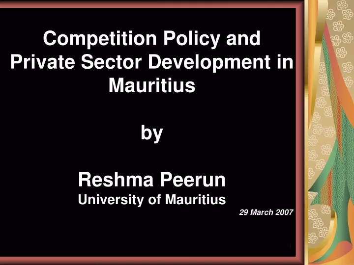 competition policy and private sector development