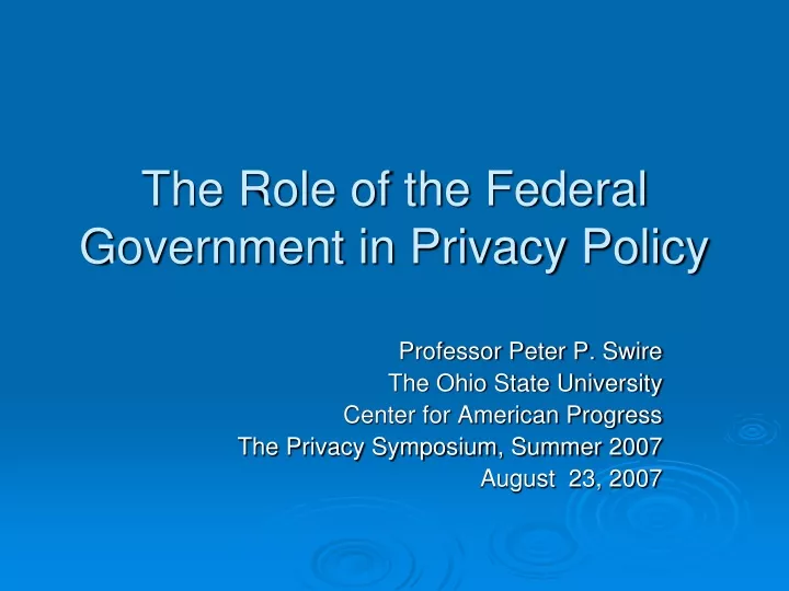 the role of the federal government in privacy policy