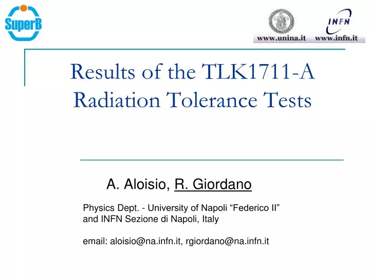 results of the tlk1711 a radiation tolerance tests