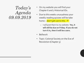 Today’s Agenda 09.09.2019