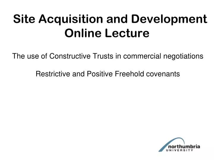 site acquisition and development online lecture