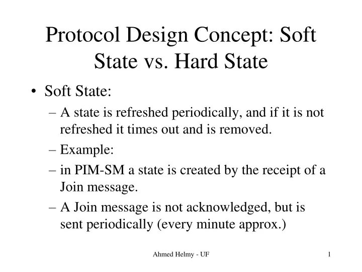 protocol design concept soft state vs hard state