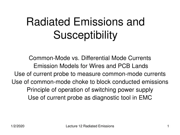 radiated emissions and susceptibility