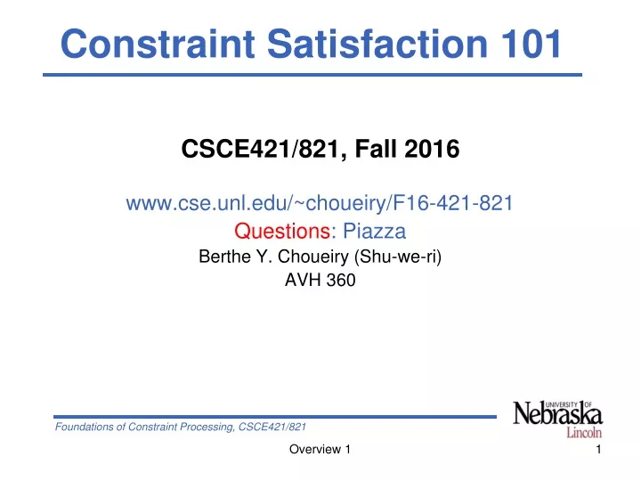 constraint satisfaction 101