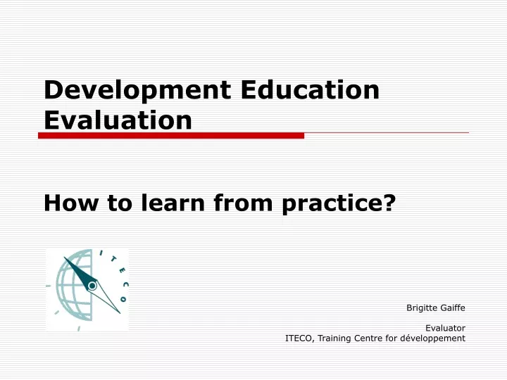 development education evaluation how to learn from practice