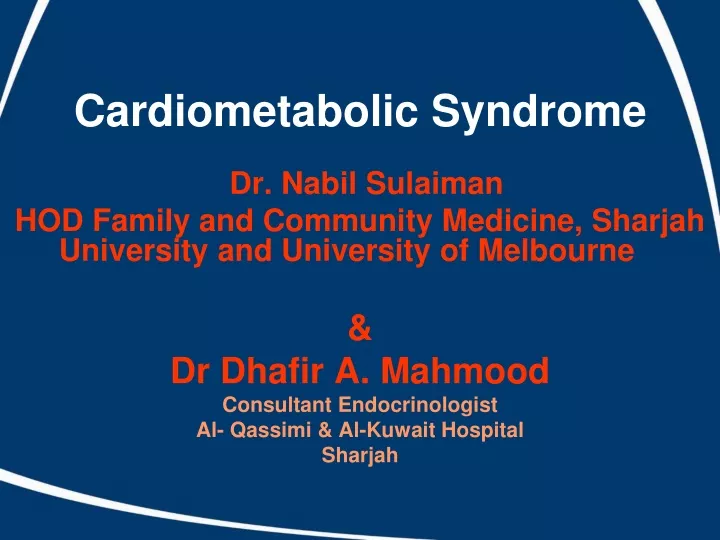 cardiometabolic syndrome dr nabil sulaiman