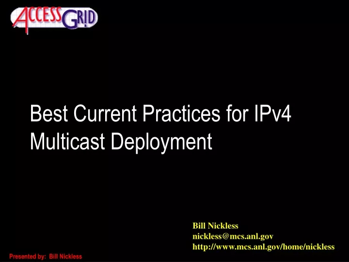 best current practices for ipv4 multicast deployment