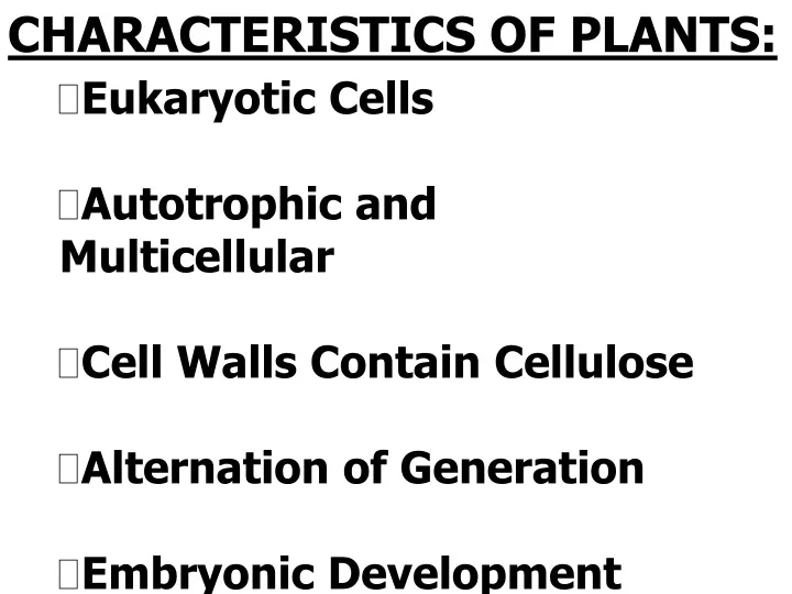 characteristics of plants