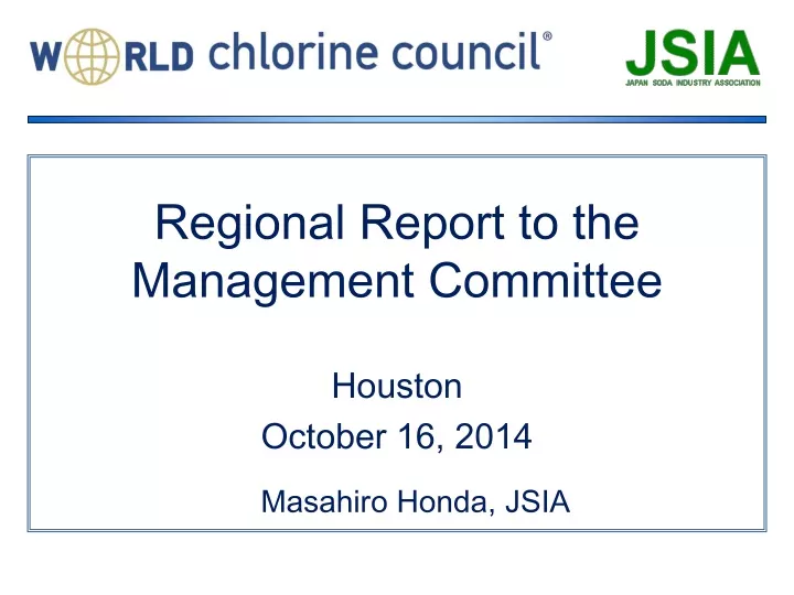regional report to the management committee