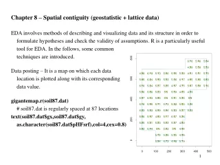 Chapter 8 – Spatial contiguity (geostatistic + lattice data)