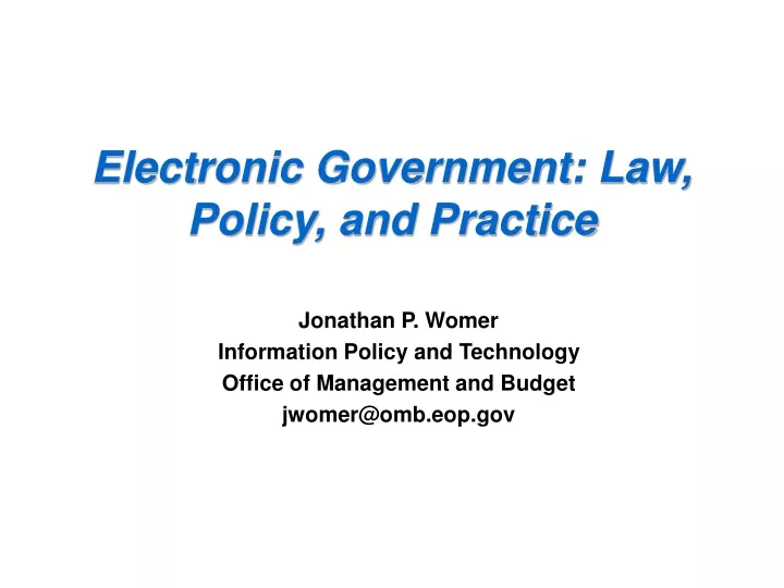 electronic government law policy and practice