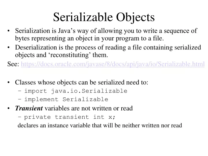 serializable objects