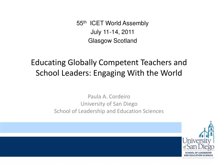 educating globally competent teachers and school leaders engaging with the world