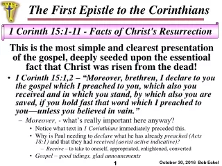 The First Epistle to the Corinthians