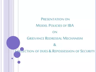 Model Policy For Grievance Redressal in Banks