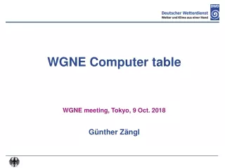 WGNE Computer table  WGNE meeting, Tokyo, 9 Oct. 2018 Günther Zängl