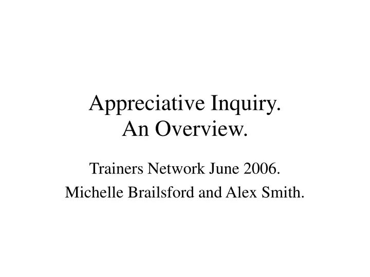 trainers network june 2006 michelle brailsford and alex smith