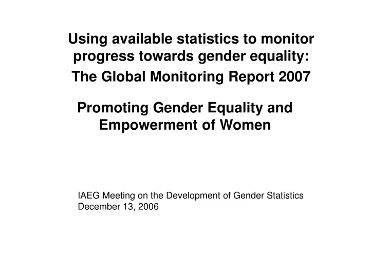 promoting gender equality and empowerment of women