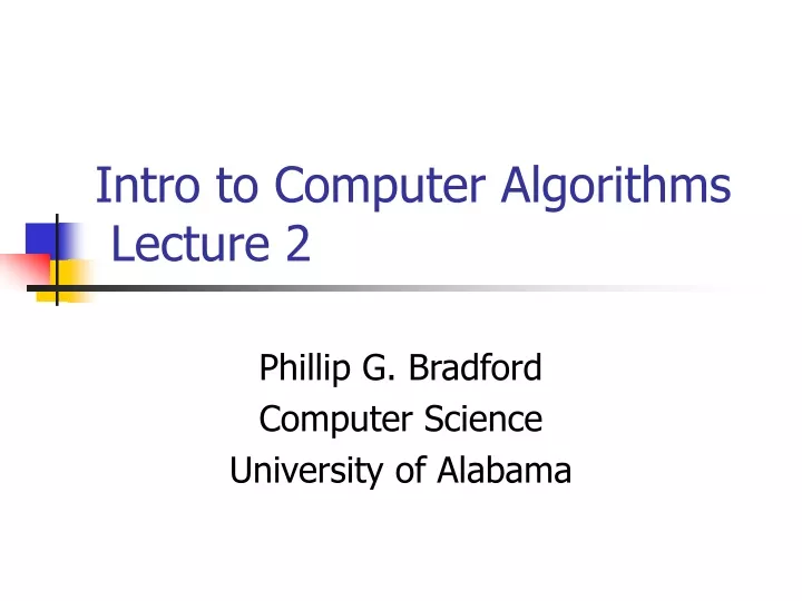 intro to computer algorithms lecture 2