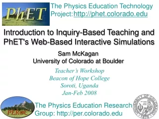 The Physics Education Technology Project: