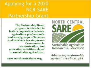 Applying for a  2020  NCR-SARE Partnership Grant Pro