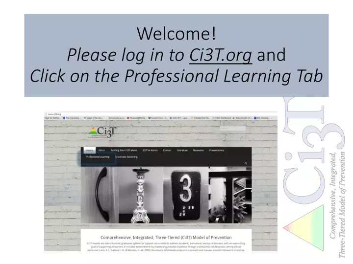 welcome please log in to ci3t org and click on the professional learning tab