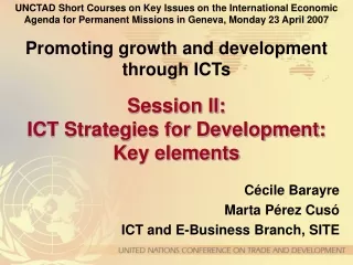 Session II:  ICT Strategies for Development:  Key elements