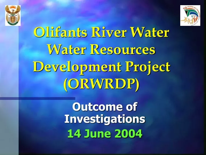 olifants river water water resources development project orwrdp