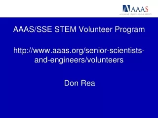 AAAS/SSE STEM Volunteer Program aaas/senior-scientists-and-engineers/volunteers