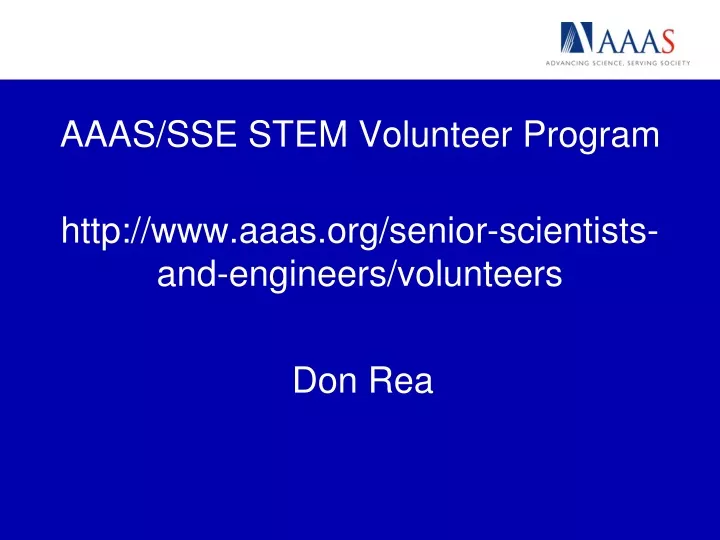 aaas sse stem volunteer program http www aaas org senior scientists and engineers volunteers
