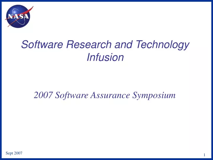 software research and technology infusion 2007