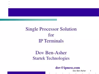 Single Processor Solution for IP Terminals Dov Ben-Asher Startek Technologies